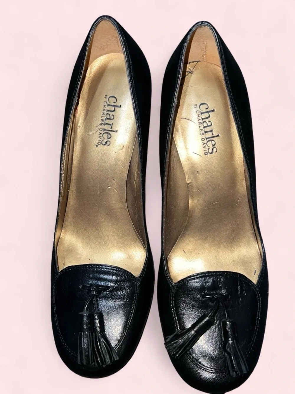 Size 7 Black Tassel Block Heel Pumps - Brand